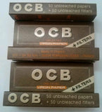 OCB Natural Medium 1 1/4 slim rolling paper+filter tips unbleached lot of  5 booklets