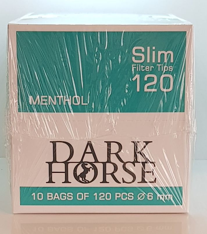 New Dark Horse Menthol Slim Filter Tips 6 mm Lot of 10 Bags 120