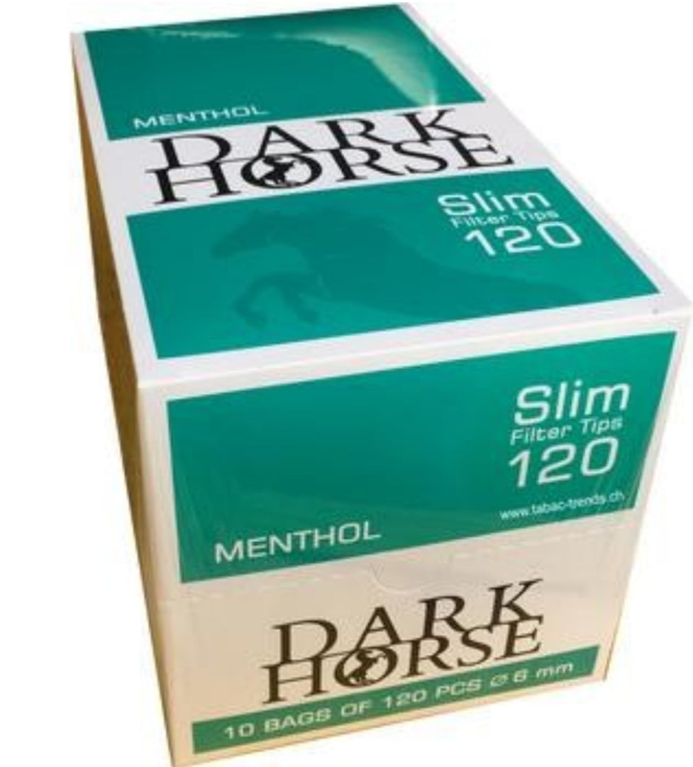 New Dark Horse Menthol Slim Filter Tips 6 mm Lot of 10 Bags 120