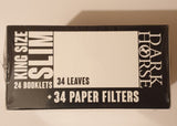 Brand New Dark Horse King Size Slim Rolling Papers+Tips Lot Of 24x34 Booklets