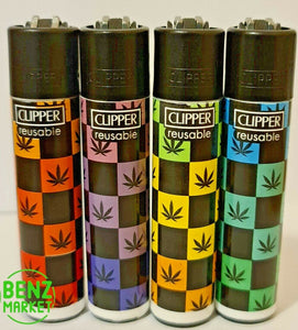 Brand New 4 Clipper Lighters Grass 32 Collection Full Set Refillable