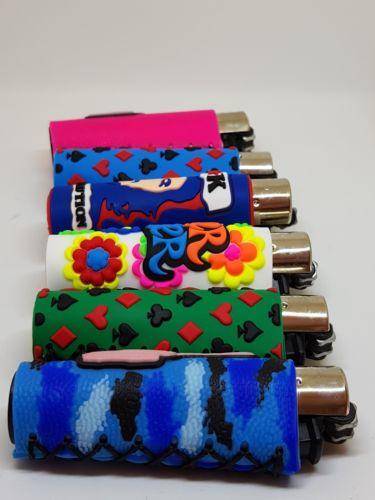 Clipper Pop-Up Mushrooms Rubber Covered Hand Sewn Refillable Lighters Lot of 6