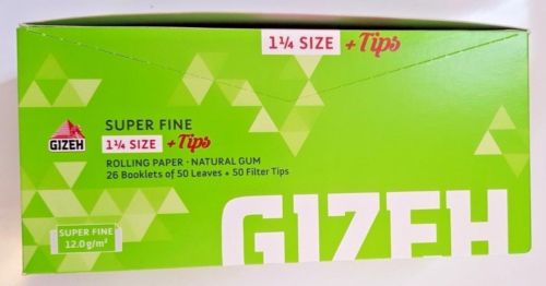 Brand New Gizeh Slim Rolling Papers 26x50 Booklets+Tips Medium 1 1/4 Super  Fine