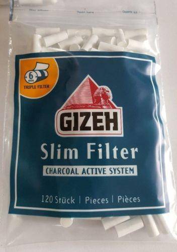 GIZEH slim filters 6mm lot of 5x120 bags CHARCOAL ACTIVE SYSTEM