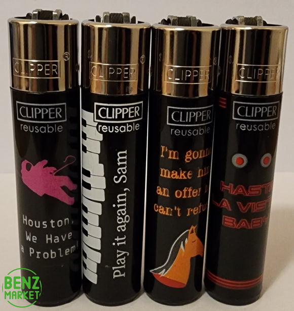 Brand New 4 Clipper Lighters ScreenPlay Collection Full Set Refillable