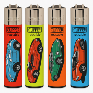 Clipper Lighters Set of 4 – Vintage Cars Collection (Reusable)