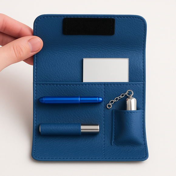 Leather Snuff Kit with Mirror & Bottle – Multiple Colors