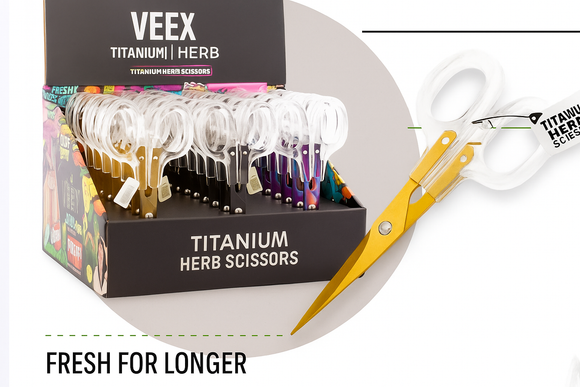 VEEX Titanium Herb Scissors Precision Cutting for Smooth Grinding