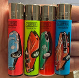 Clipper Lighters Set of 4 – Vintage Cars Collection (Reusable)