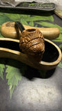 Hand Carved Acacia Wood Pipe with Mango Wood Case + 50pcs Simba 7mm Carbon Filters