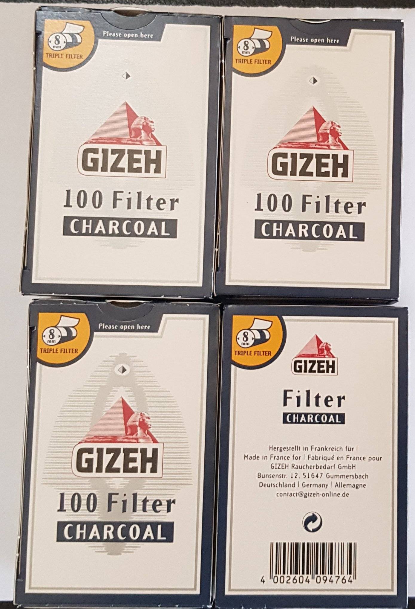  Gizeh Active Tips 8mm Activated Carbon Filter with Ceramic Caps  25 Boxes x 10 Filters : Everything Else