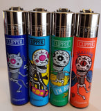 4 Clipper Lighters Back To Skull 3 Collection Unused Refillable - benz-market