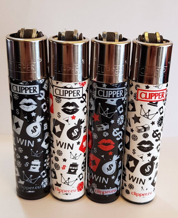 4 Clipper Lighters Print Games 20 Collection Unused Refillable - benz-market