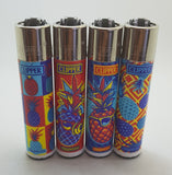 Brand new 4 Clipper Lighters Hipster Pineapple Collection Unused Refillable - benz-market