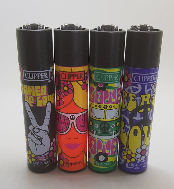 Brand new 4 Clipper Lighters Hippie Cool 2 Collection Unused Refillable - benz-market
