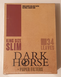 New Dark Horse King Size Slim Rolling Papers+Tips Unbleached 24x34 Booklets
