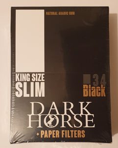 Brand New Dark Horse King Size Slim Rolling Papers+Tips Lot Of 24x34 Booklets