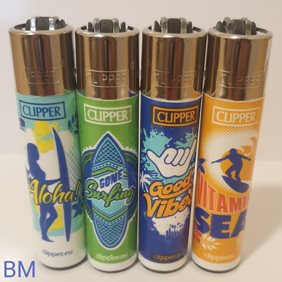 Brand New 4 Clipper Lighters Surf Collection Full Series Refillable