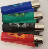 Brand New 4 Clipper Lighters Blurry Skulls Collection Full Set Refillable