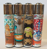 Brand New 4 Clipper Lighters Authentic Dishes Collection Full Set Refillable