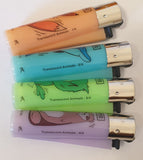 Brand New 4 Clipper Lighters Translucent Animals Collection Full Set Refillable