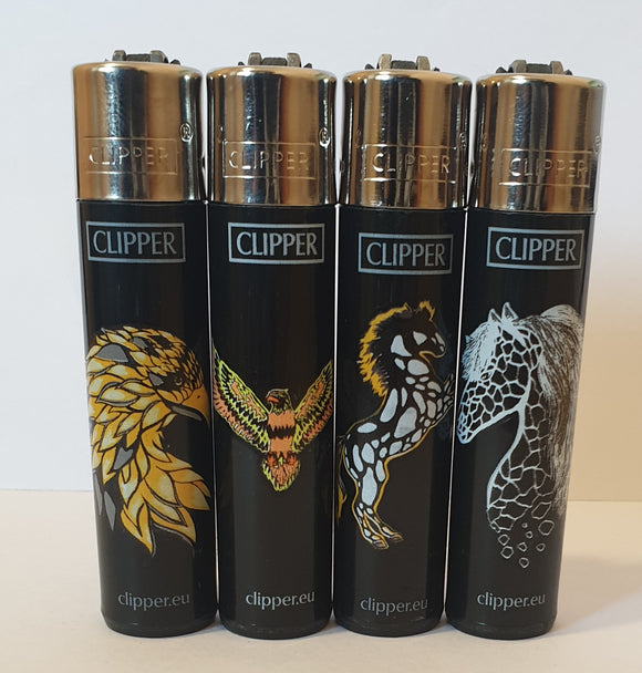 Brand New 4 Clipper Lighters Wild  Collection Full Set Refillable