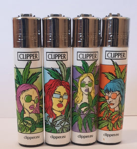 Brand New 4 Clipper Lighters Grass 6 Collection Full Set Refillable