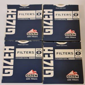 Brand New Gizeh Slim Filter Tips 8mm Lot Of 4x100 Charcoal Active System Soft Filters