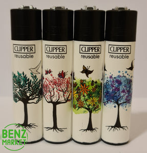 Brand New 4 Clipper Lighters Trees Collection Full Set Refillable
