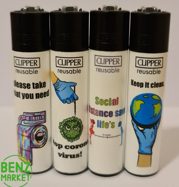 Brand New 4 Clipper Lighters Corona 2 Collection Full Set Refillable