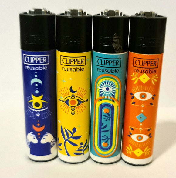 Brand New 4 Clipper Lighters Magical Collection Full Set Refillable