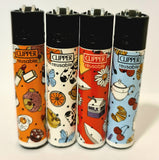 Brand New 4 Clipper Lighters Breakfast Collection Full Set Refillable