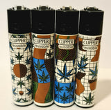 Brand New 4 Clipper Lighters Grass 43 Collection Full Set Refillable