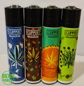 Brand New 4 Clipper Lighters Grass 59 Collection Full Set Refillable