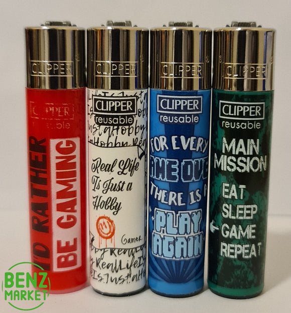 Brand New 4 Clipper Lighters Gamer World 2 Collection Full Set Refillable