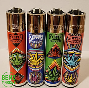 Brand New 4 Clipper Lighters Grass 90 Collection Full Set Refillable