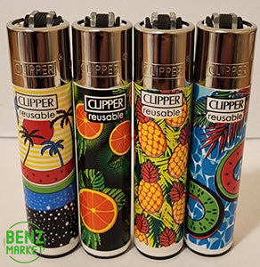 Brand New 4 Clipper Lighters  Hello Summer Collection Unused Refillable