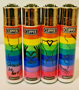 Brand New 4 Clipper Lighters Pride Collection Full Set Refillable