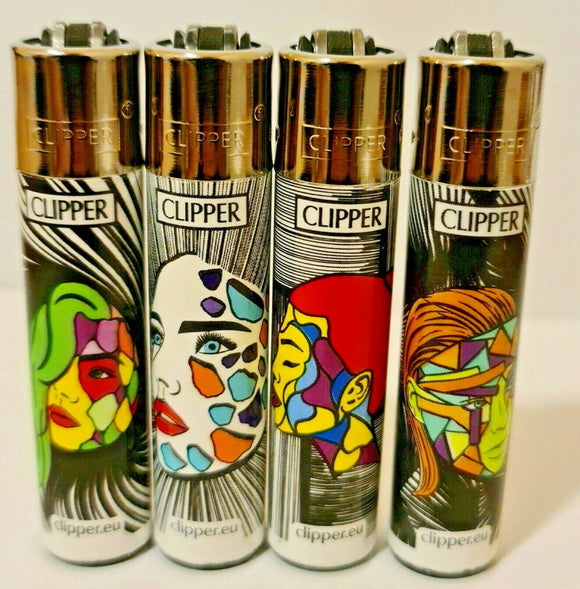 Brand New 4 Clipper Lighters Profiles Collection Full Set Refillable