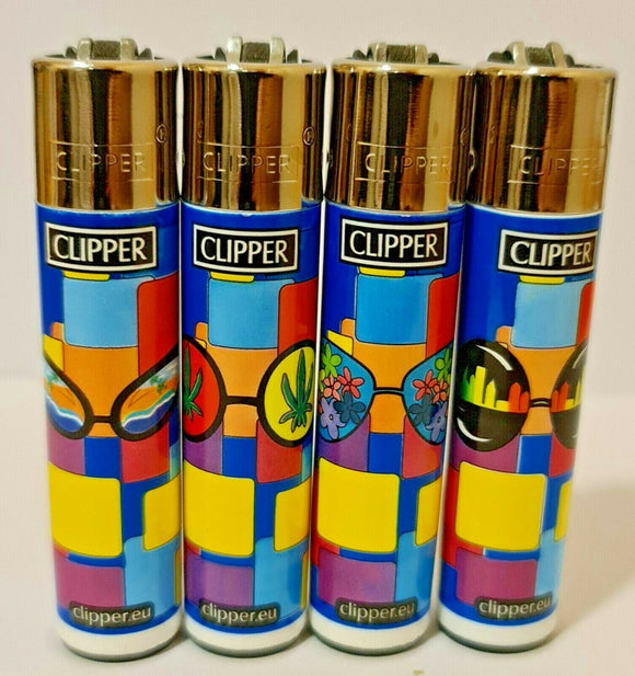 Brand New 4 Clipper Lighters Sunglasses collection full series refillable lighters