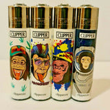 Brand New 4 Clipper Lighters Monkeys Collection Full Set Refillable