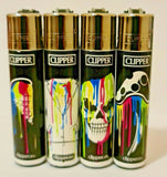 Brand New 4 Clipper Lighters Melt Psycho Collection Full Set Refillable