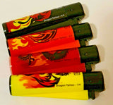 Brand New 4 Clipper Lighters Dragon Tattoo Collection Full Set Refillable