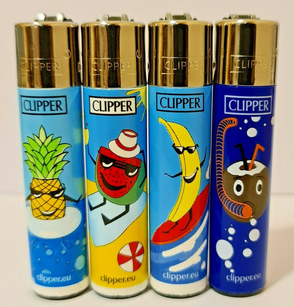 Brand New 4 Clipper Lighters Summer Fruit collection full series refillable lighters