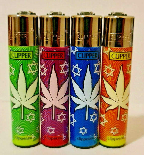 Brand New 4 Clipper Lighters Grass 4 Collection Full Set Refillable