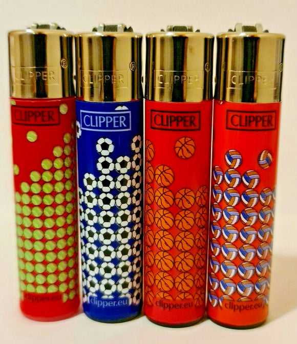 Brand New 4 Clipper Lighters Sport Collection Full Set Refillable