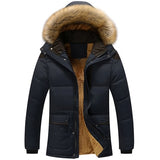 Winter Men's Jackets Thick Fleece Fur Collar Hooded