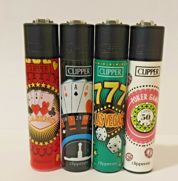 Brand New 4 Clipper Lighters Casino Games 3 Collection Full Series Refillable