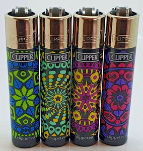 Brand New 4 Clipper Lighters Print Mandala Collection Full Series Refillable