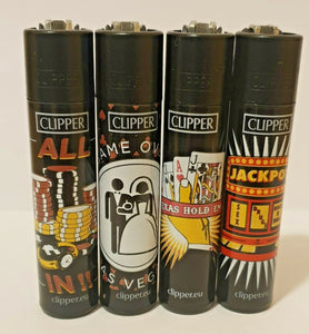 Brand New 4 Clipper Lighters Las Vegas 2 Collection Full Series Refillable